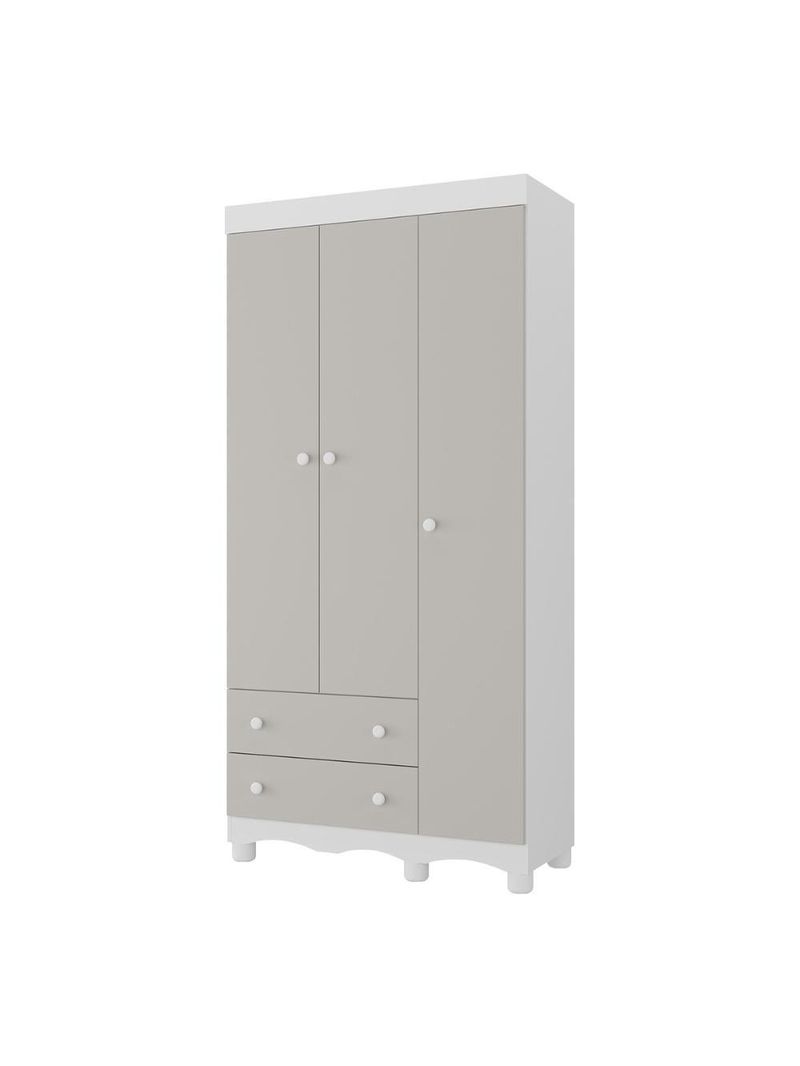 Guardaroupa Infantil 92cm 3 Portas E 2 Gavetas Dengo Multimóveis  Brancooff White