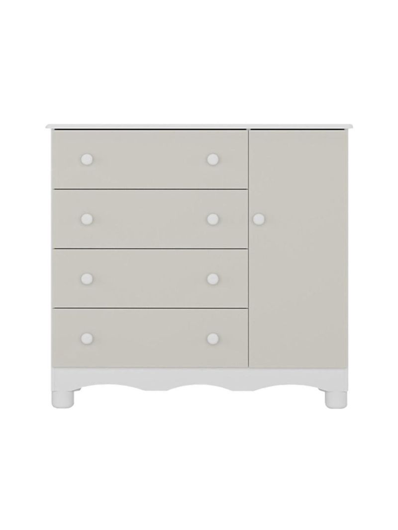 Cômoda Infantil 95cm 1 Porta E 4 Gavetas Dengo Multimóveis Mp4439 Branco/off White Branco/off White