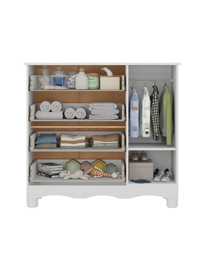 Cômoda Infantil 95cm 1 Porta E 4 Gavetas Dengo Multimóveis Mp4439 Branco/off White Branco/off White