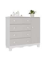 Cômoda Infantil 95cm 1 Porta E 4 Gavetas Dengo Multimóveis Mp4439 Branco/off White Branco/off White