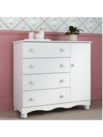 Cômoda Infantil 95cm 1 Porta E 4 Gavetas Dengo Multimóveis Mp4439 Branco Branco