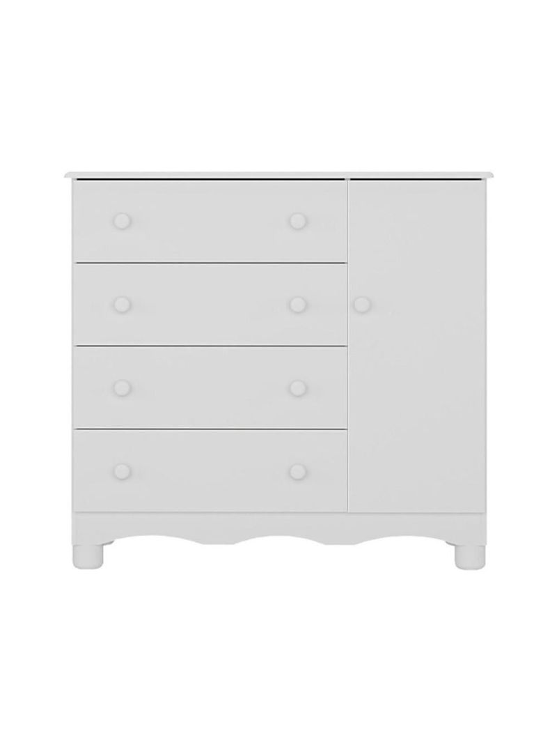 Cômoda Infantil 95cm 1 Porta E 4 Gavetas Dengo Multimóveis Mp4439 Branco Branco