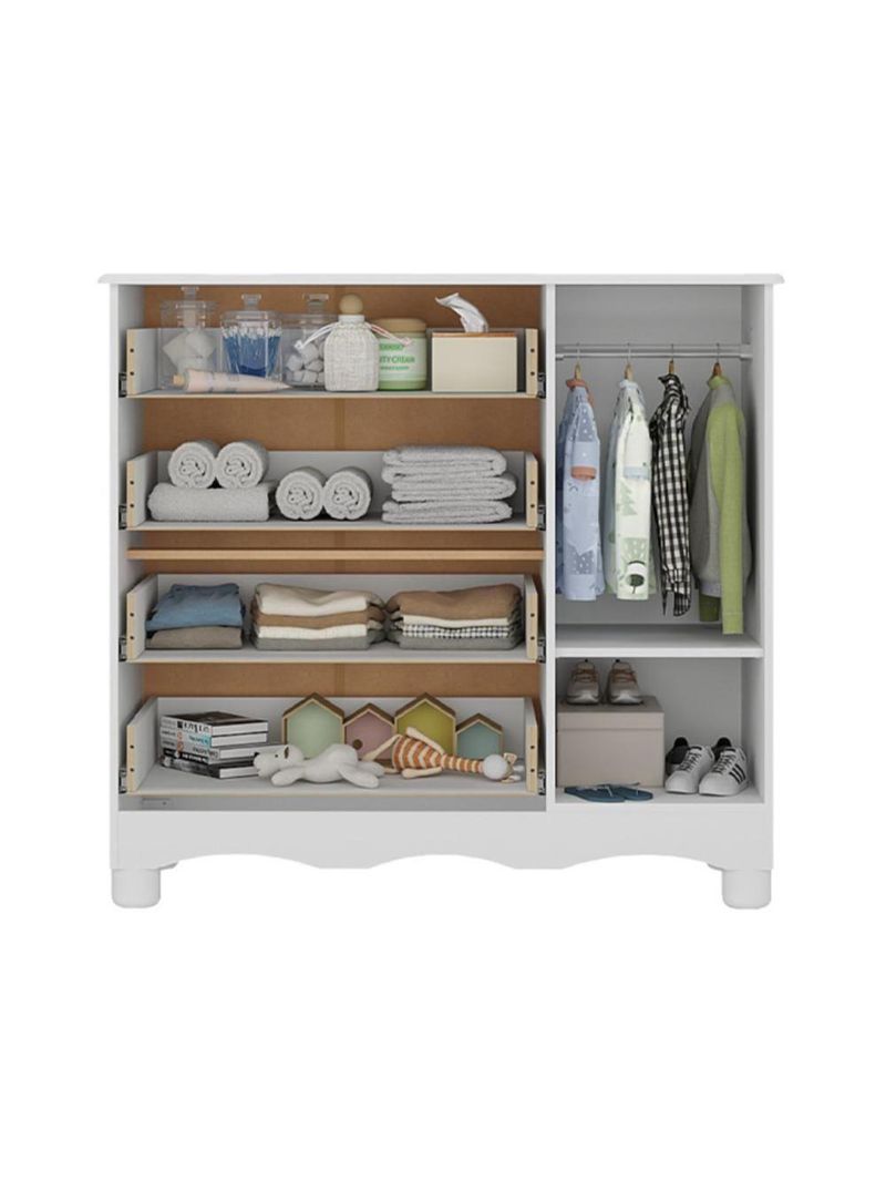 Cômoda Infantil 95cm 1 Porta E 4 Gavetas Dengo Multimóveis Mp4439 Branco Branco