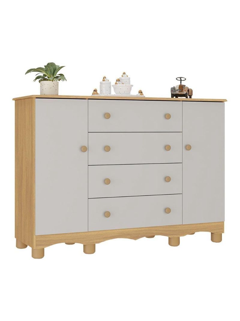 Cômoda Infantil 125cm 2 Portas E 4 Gavetas Dengo Multimóveis  Madeiradooff White