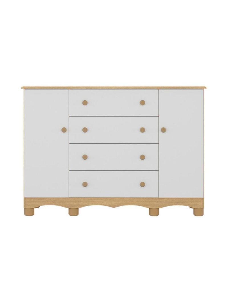 Cômoda Infantil 125cm 2 Portas E 4 Gavetas Dengo Multimóveis Mp4440 Madeiradobranco Madeiradobranco