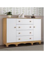Cômoda Infantil 125cm 2 Portas E 4 Gavetas Dengo Multimóveis Mp4440 Madeiradobranco Madeiradobranco