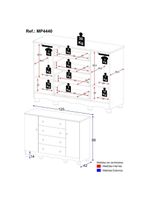 Cômoda Infantil 125cm 2 Portas E 4 Gavetas Dengo Multimóveis Mp4440 Madeiradobranco Madeiradobranco