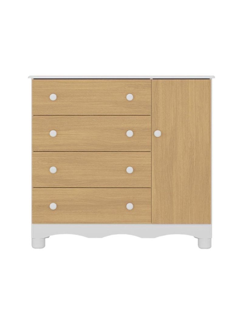 Cômoda Infantil 95cm 1 Porta E 4 Gavetas Dengo Multimóveis Mp4439 Branco/madeirado Branco/madeirado