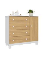 Cômoda Infantil 95cm 1 Porta E 4 Gavetas Dengo Multimóveis Mp4439 Branco/madeirado Branco/madeirado