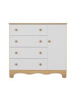 Cômoda Infantil 95cm 1 Porta E 4 Gavetas Dengo Multimóveis Mp4439 Madeirado/branco Madeirado/branco