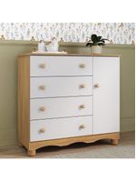 Cômoda Infantil 95cm 1 Porta E 4 Gavetas Dengo Multimóveis Mp4439 Madeirado/branco Madeirado/branco