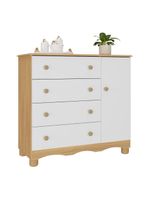 Cômoda Infantil 95cm 1 Porta E 4 Gavetas Dengo Multimóveis Mp4439 Madeirado/branco Madeirado/branco