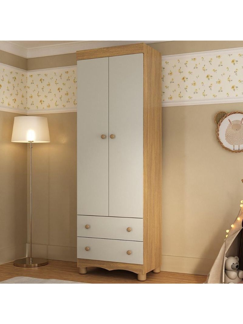Guardaroupa Infantil 62cm 2 Portas E 2 Gavetas Dengo Multimóveis Mp4436 Madeiradooff White
