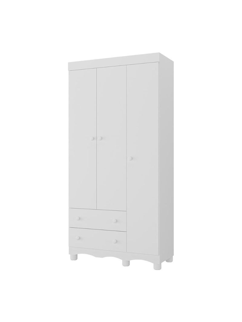 Guarda-roupa Infantil 92cm 3 Portas E 2 Gavetas Dengo Multimóveis Mp4437 Branco Branco