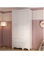 Guarda-roupa Infantil 92cm 3 Portas E 2 Gavetas Dengo Multimóveis Mp4437 Branco Branco