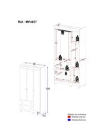 Guarda-roupa Infantil 92cm 3 Portas E 2 Gavetas Dengo Multimóveis Mp4437 Branco Branco