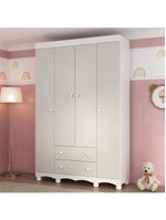 Guardaroupa Infantil 122cm 4 Portas E 2 Gavetas Dengo Multimóveis Mp4438 Brancooff White