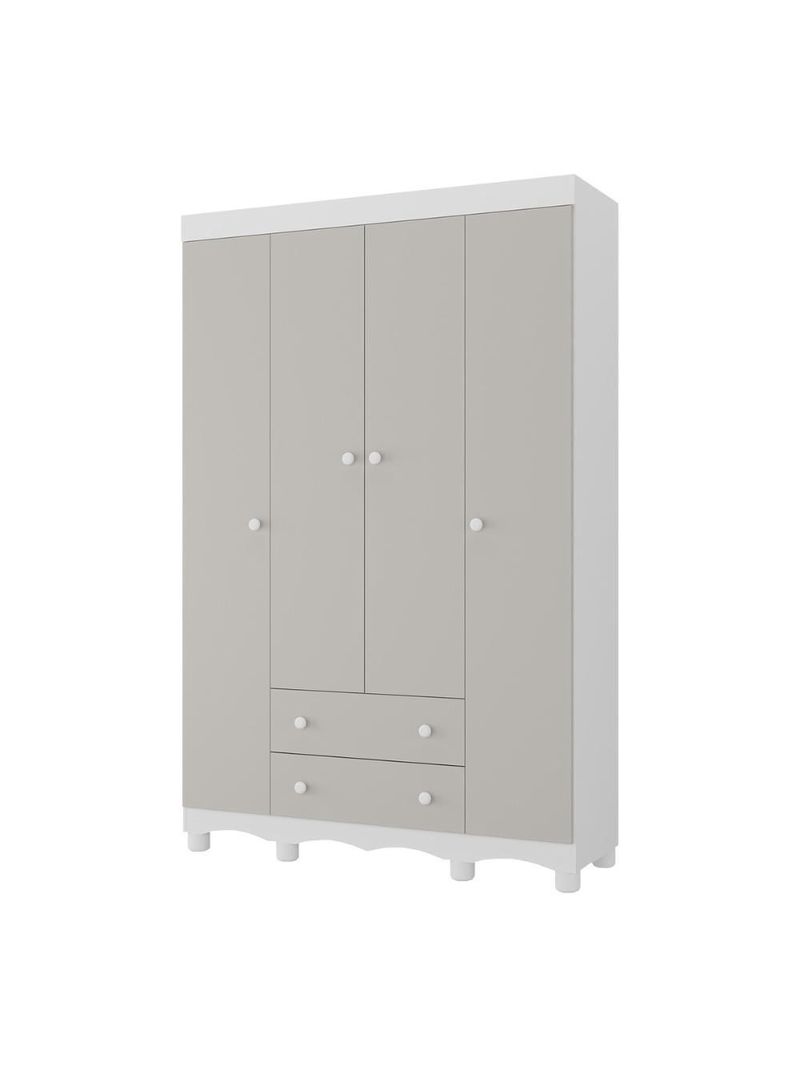 Guardaroupa Infantil 122cm 4 Portas E 2 Gavetas Dengo Multimóveis Mp4438 Brancooff White