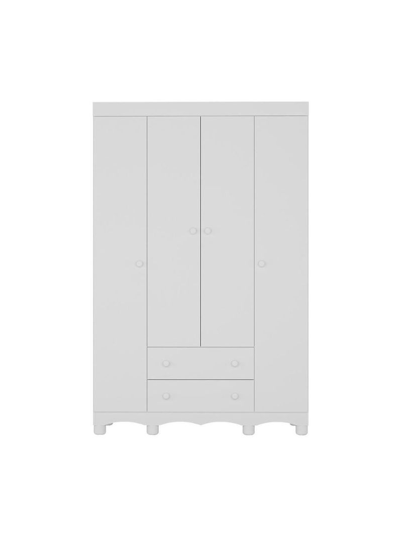 Guarda-roupa Infantil 122cm 4 Portas E 2 Gavetas Dengo Multimóveis Mp4438 Branco Branco