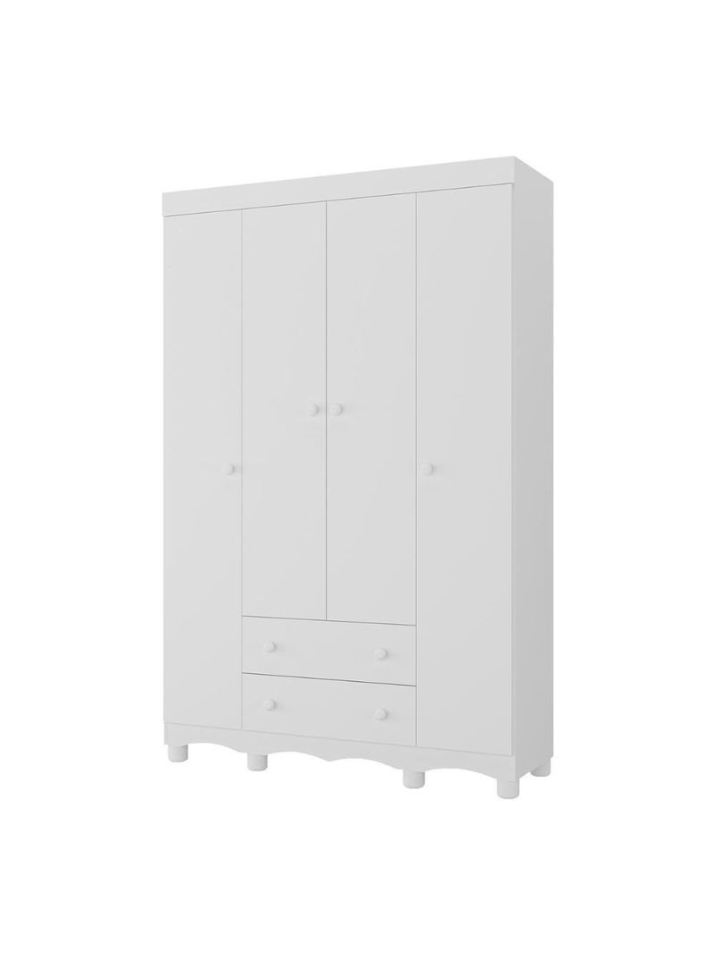 Guarda-roupa Infantil 122cm 4 Portas E 2 Gavetas Dengo Multimóveis Mp4438 Branco Branco