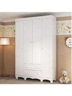 Guarda-roupa Infantil 122cm 4 Portas E 2 Gavetas Dengo Multimóveis Mp4438 Branco Branco