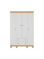Guardaroupa Infantil 122cm 4 Portas E 2 Gavetas Dengo Multimóveis Mp4438 Madeiradobranco