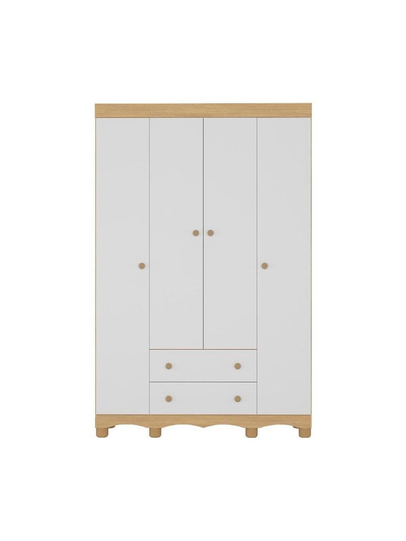 Guardaroupa Infantil 122cm 4 Portas E 2 Gavetas Dengo Multimóveis Mp4438 Madeiradobranco