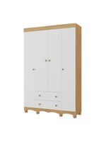 Guardaroupa Infantil 122cm 4 Portas E 2 Gavetas Dengo Multimóveis Mp4438 Madeiradobranco