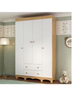 Guardaroupa Infantil 122cm 4 Portas E 2 Gavetas Dengo Multimóveis Mp4438 Madeiradobranco