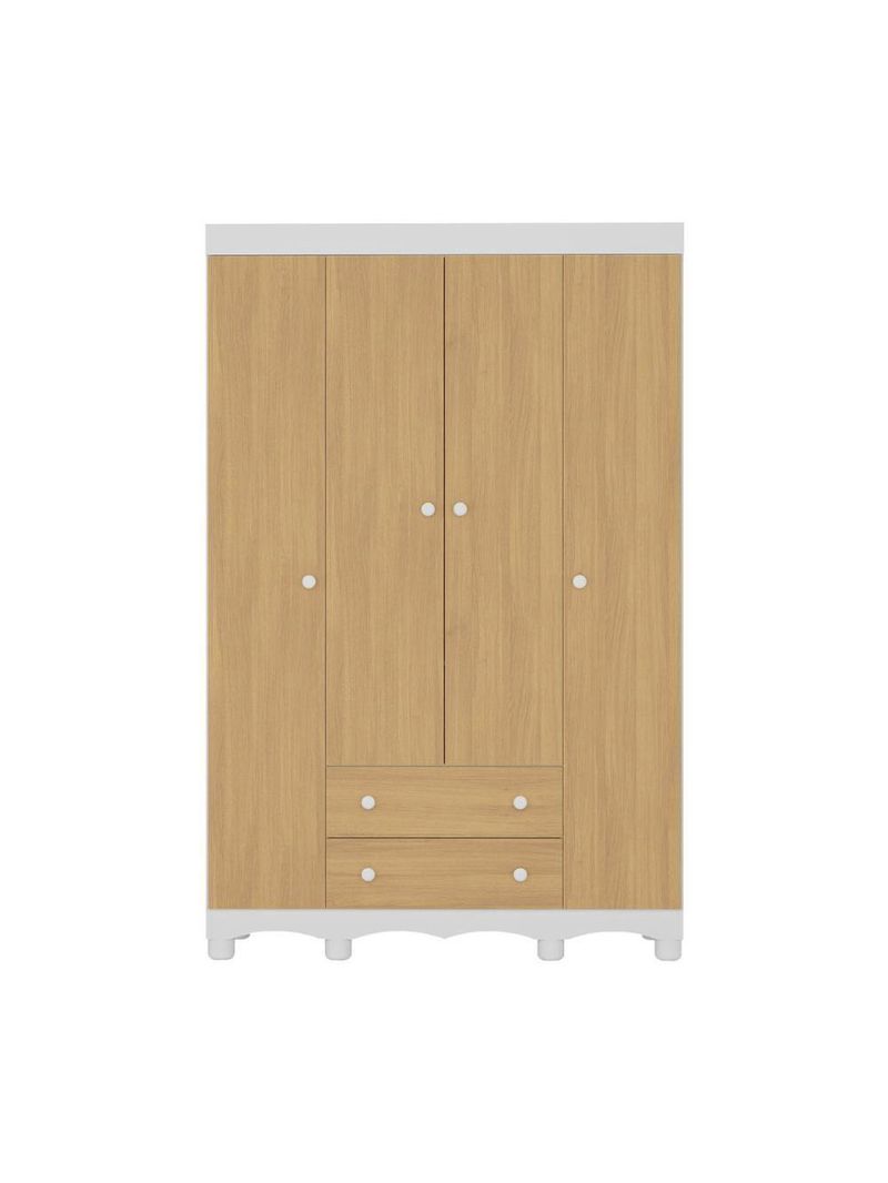 Guardaroupa Infantil 122cm 4 Portas E 2 Gavetas Dengo Multimóveis Mp4438 Brancomadeirado