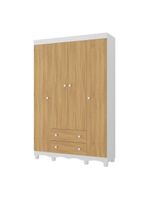 Guardaroupa Infantil 122cm 4 Portas E 2 Gavetas Dengo Multimóveis Mp4438 Brancomadeirado