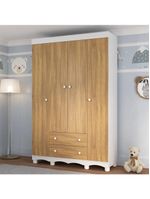 Guardaroupa Infantil 122cm 4 Portas E 2 Gavetas Dengo Multimóveis Mp4438 Brancomadeirado