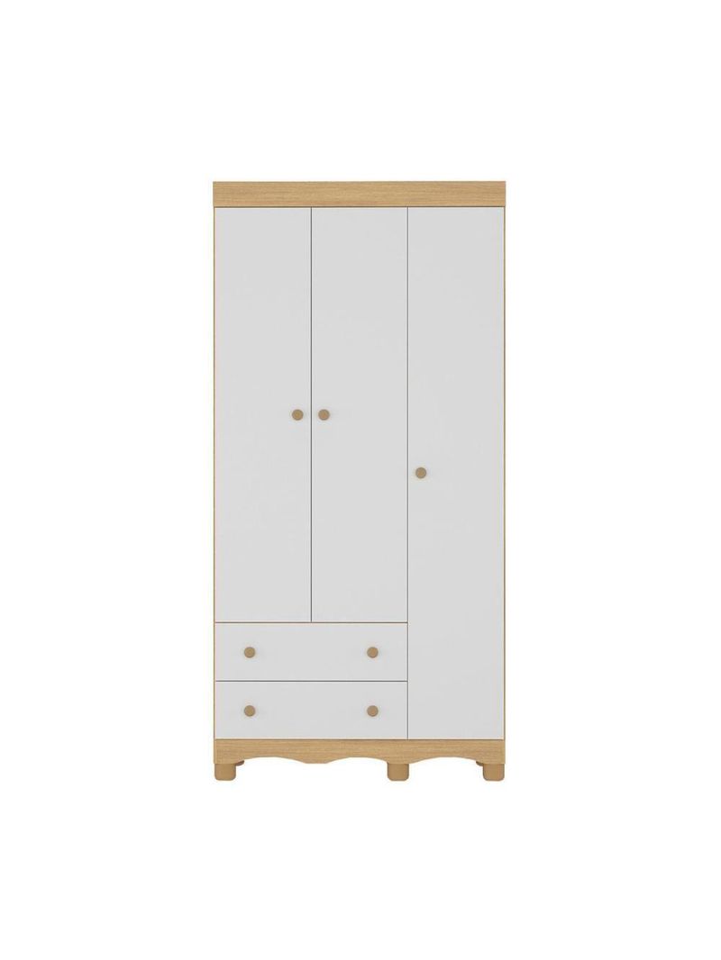 Guardaroupa Infantil 92cm 3 Portas E 2 Gavetas Dengo Multimóveis  Madeiradobranco