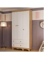 Guardaroupa Infantil 92cm 3 Portas E 2 Gavetas Dengo Multimóveis  Madeiradobranco