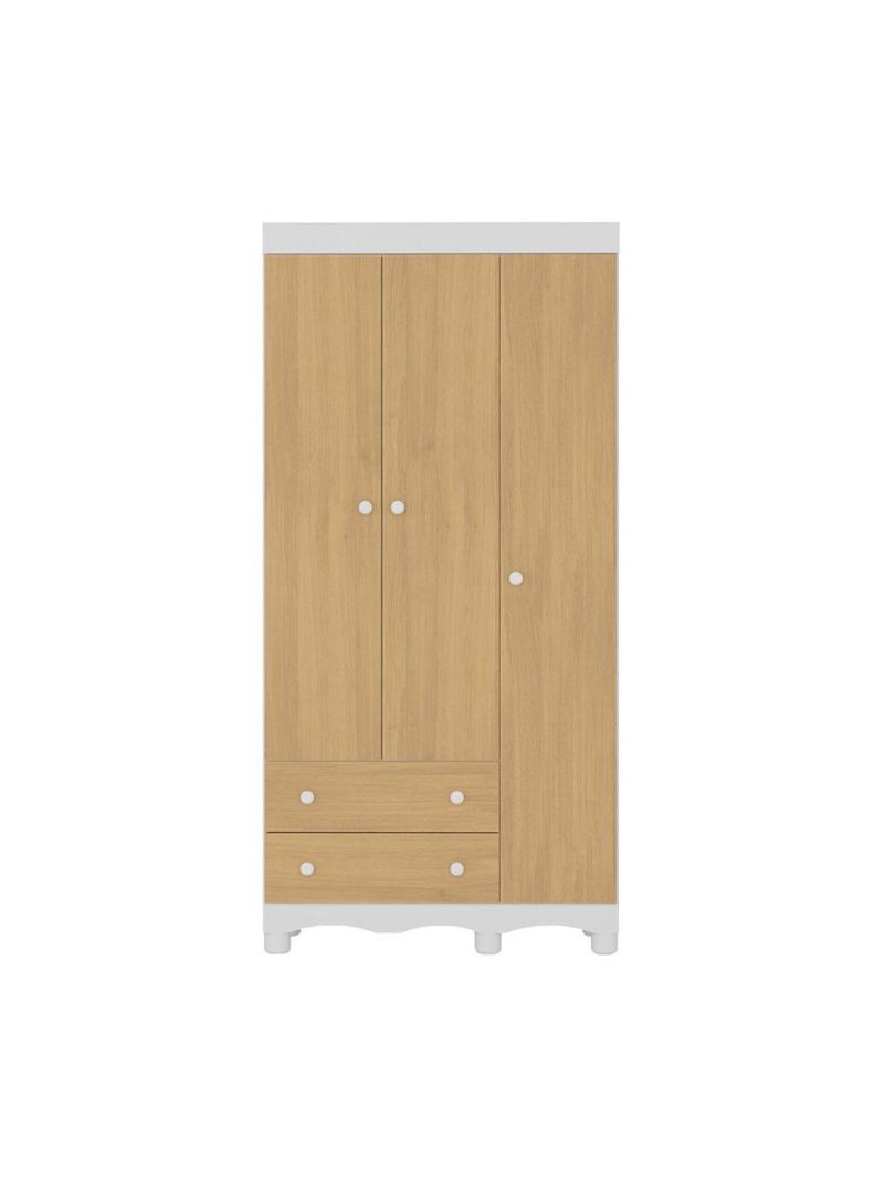 Guardaroupa Infantil 92cm 3 Portas E 2 Gavetas Dengo Multimóveis  Brancomadeirado