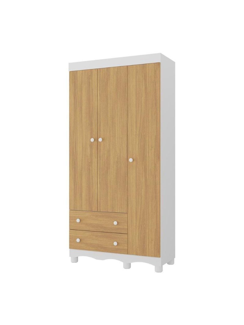 Guardaroupa Infantil 92cm 3 Portas E 2 Gavetas Dengo Multimóveis  Brancomadeirado