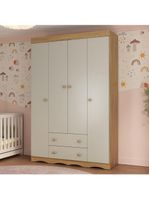 Guardaroupa Infantil 122cm 4 Portas E 2 Gavetas Realeza Multimóveis Mp4453 Madeiradooff White