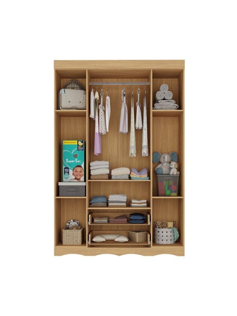 Guardaroupa Infantil 122cm 4 Portas E 2 Gavetas Realeza Multimóveis Mp4453 Madeiradooff White