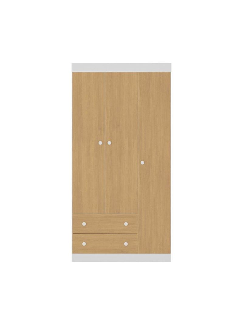 Guardaroupa Infantil 92cm 3 Portas E 2 Gavetas Encanto Multimóveis Mp4447 Brancomadeirado