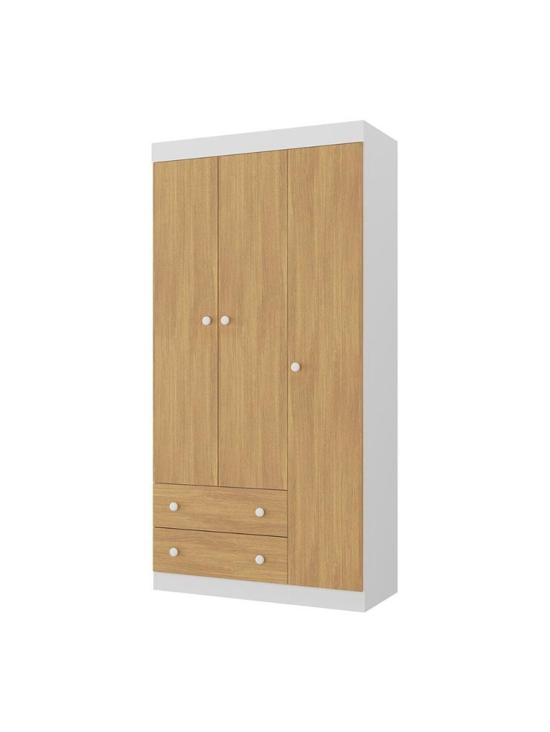 Guardaroupa Infantil 92cm 3 Portas E 2 Gavetas Encanto Multimóveis Mp4447 Brancomadeirado