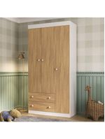 Guardaroupa Infantil 92cm 3 Portas E 2 Gavetas Encanto Multimóveis Mp4447 Brancomadeirado