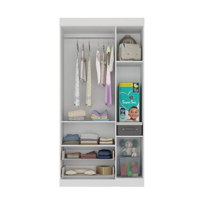 Guardaroupa Infantil 92cm 3 Portas E 2 Gavetas Encanto Multimóveis Mp4447 Brancomadeirado