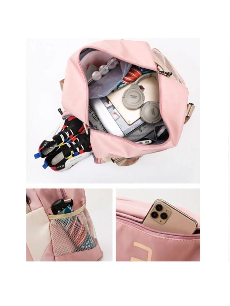 Bolsa Mala Grande Alça Academia Esportiva Viagem, Piscina Ideal Para Viagens, Porta Sapatos - Rosa