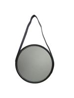 Espelho Redondo Decorativo 33cm Preto Com Alça Para Parede
