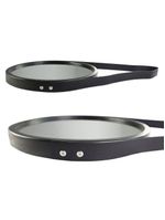 Espelho Redondo Decorativo 33cm Preto Com Alça Para Parede