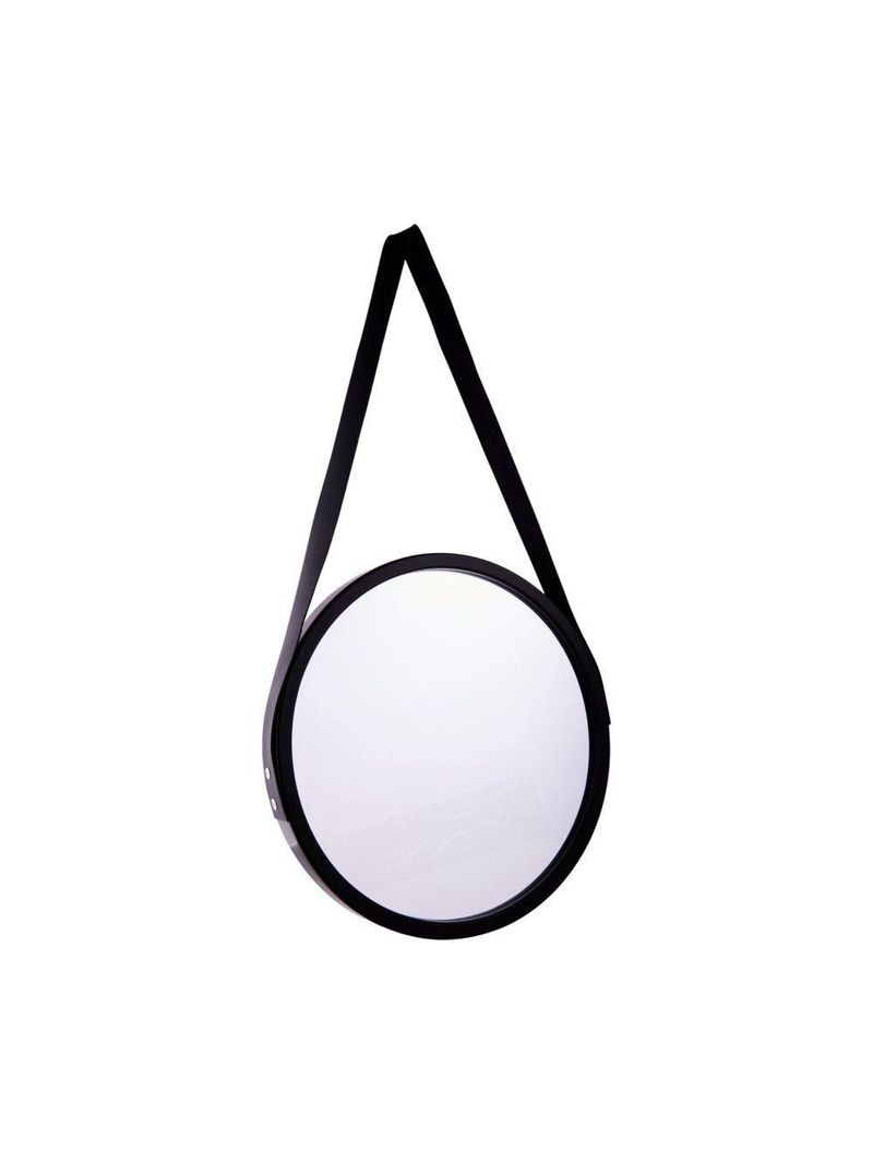 Espelho Redondo Decorativo 33cm Preto Com Alça Para Parede