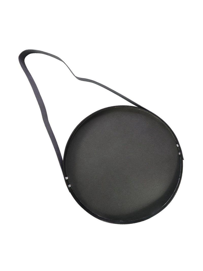 Espelho Redondo Decorativo 33cm Preto Com Alça Para Parede