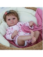 Bebê Reborn Menina Realista 48cm Olhos Castanhos, Cabelo Implantado Fio A Fio