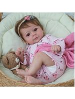 Bebê Reborn Menina Realista 48cm Olhos Castanhos, Cabelo Implantado Fio A Fio