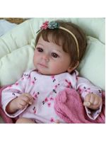 Bebê Reborn Menina Realista 48cm Olhos Castanhos, Cabelo Implantado Fio A Fio